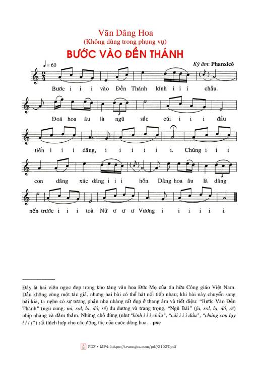 Sheet nhạc PDF bài Bước Vào Đền Thánh