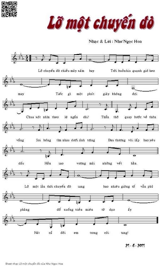 Sheet nhạc PDF bài Lỡ một chuyến đò