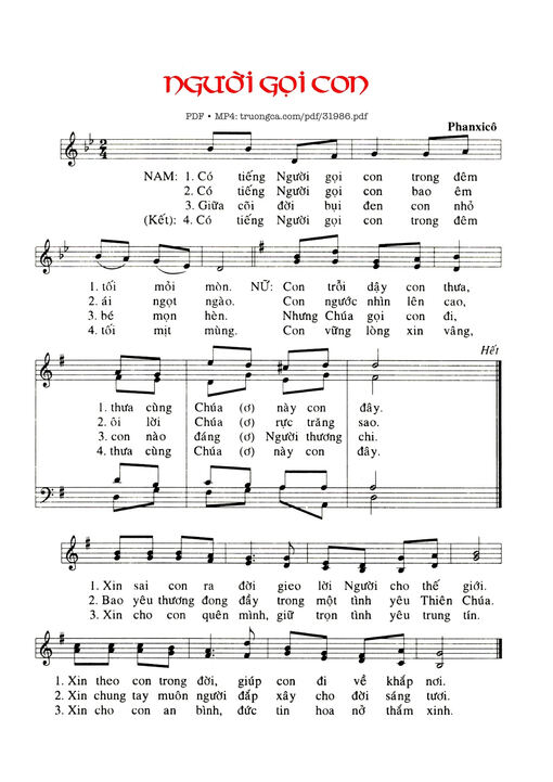 Sheet nhạc PDF bài Người Gọi Con