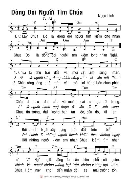 Sheet nhạc PDF bài Thánh Vịnh 23, Dòng Dõi Người Tìm Chúa