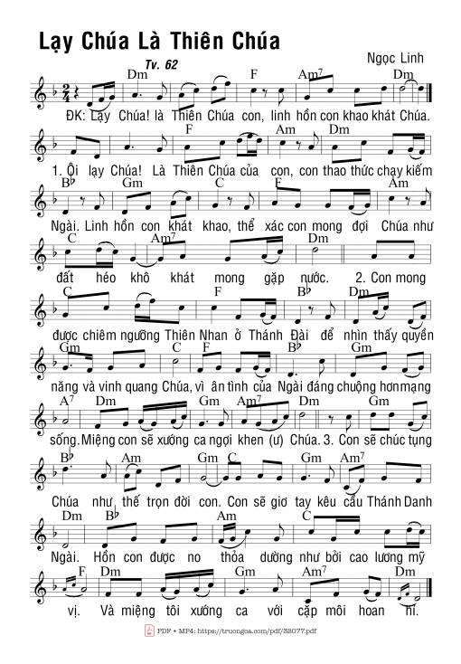 Sheet nhạc PDF bài Thánh Vịnh 62, Lạy Chúa Là Thiên Chúa