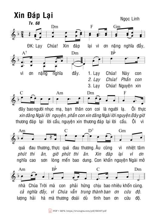 Thánh Vịnh 68, Xin Đáp Lại