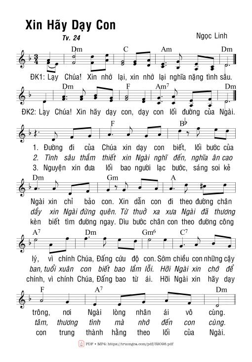 Thánh Vịnh 24, Xin Hãy Dạy Con