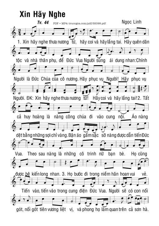 Thánh Vịnh 44, Xin Hãy Nghe