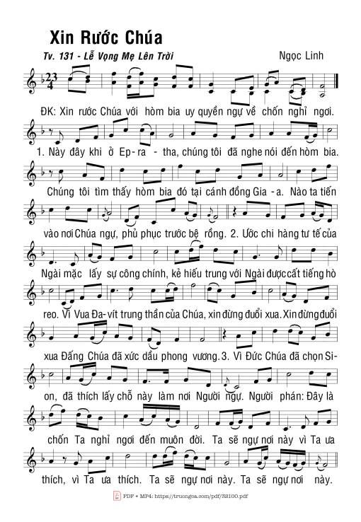 Thánh Vịnh 131, Xin Rước Chúa