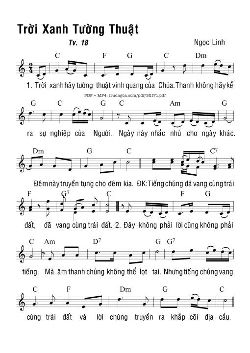 Thánh Vịnh 18, Trời Xanh Tường Thuật