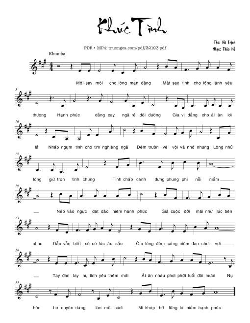 Sheet nhạc PDF bài Khúc tình - Thảo Hồ