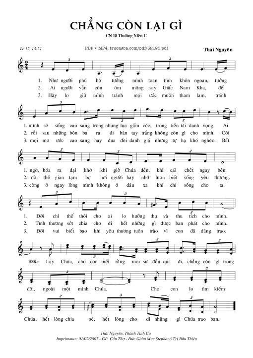 Sheet nhạc PDF bài Chẳng Còn Lại Gì