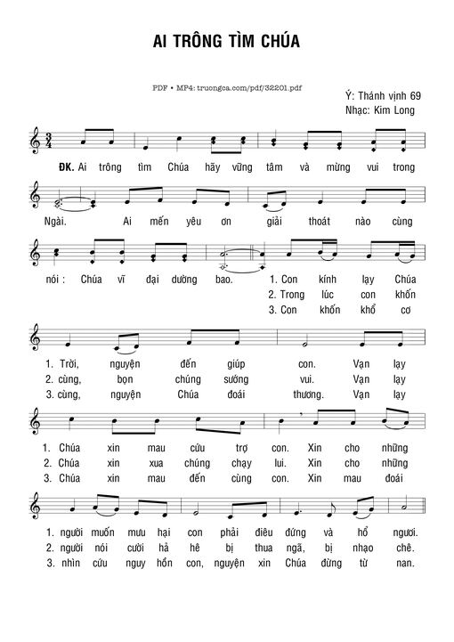 Sheet nhạc PDF bài Ai Trông Tìm Chúa