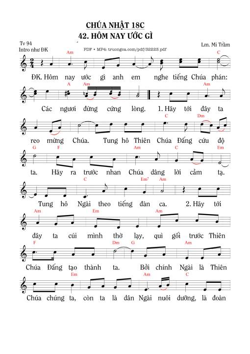 Sheet nhạc PDF bài Thánh Vịnh 94, Hôm Nay Ước Gì