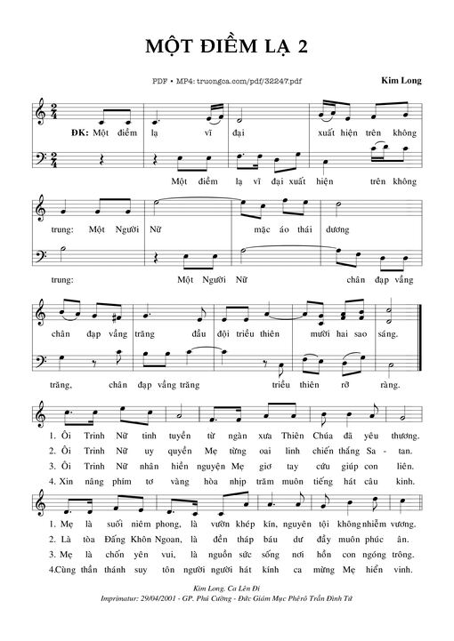 Sheet nhạc PDF bài Một Điềm Lạ 2