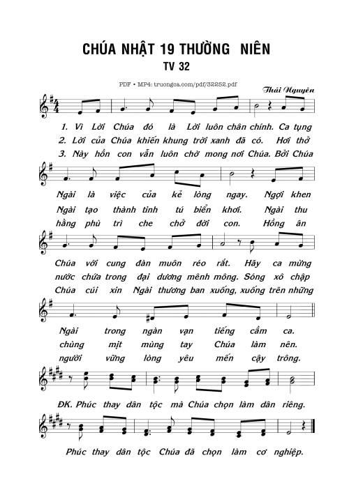 Thánh Vịnh 32, Chúa Nhật 19C Thường Niên