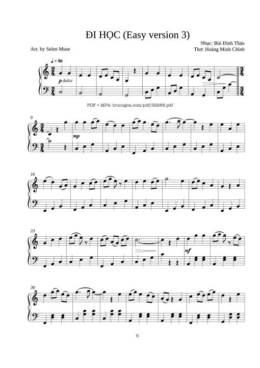 Đi học (Easy version) Piano