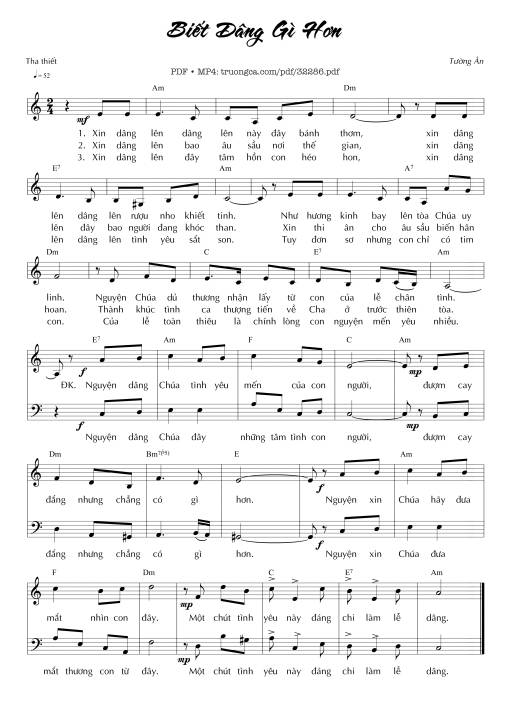 Sheet nhạc PDF bài Biết Dâng Gì Hơn