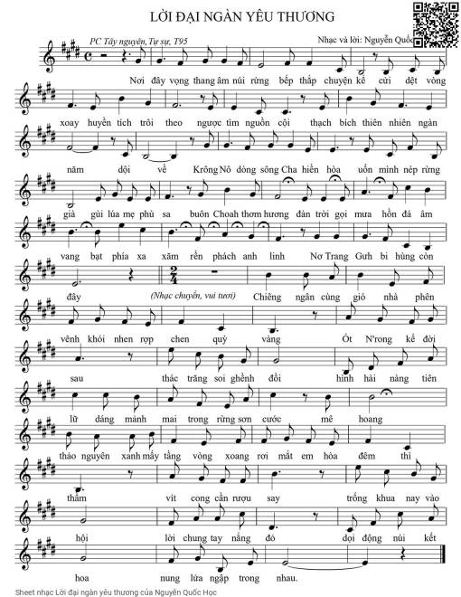 Sheet nhạc PDF bài Lời đại ngàn yêu thương