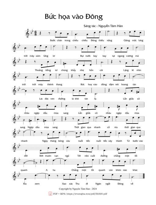 Sheet nhạc PDF bài Bức họa vào đông