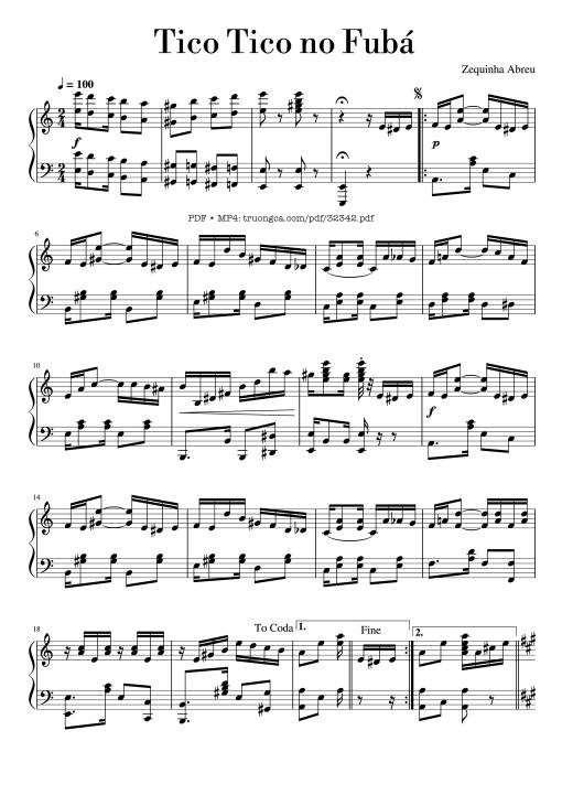 Tico Tico no fubá Piano