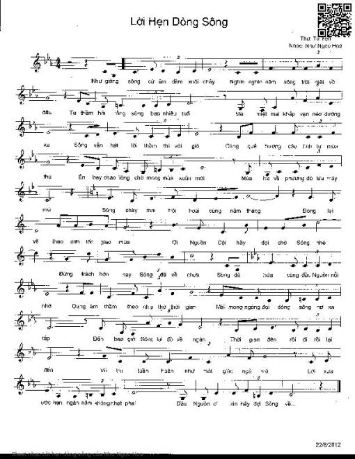 Sheet nhạc PDF bài Lời hẹn dòng sông