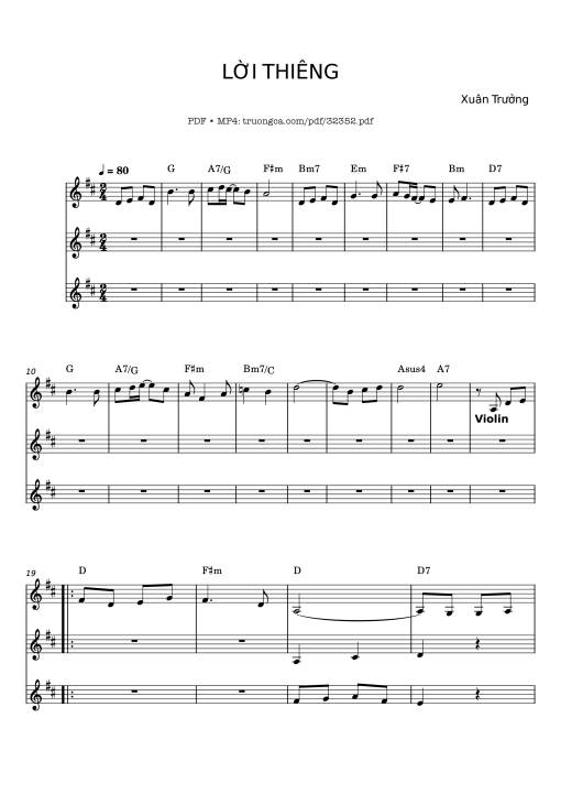 Sheet nhạc PDF bài Lời Thiêng Violin, Intro