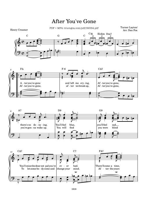 After You've Gone Piano