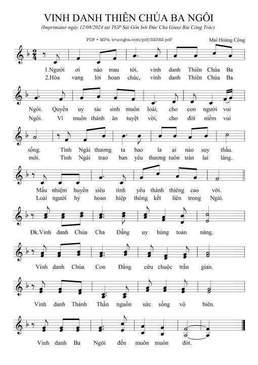 Vinh Danh Thiên Chúa Ba Ngôi
