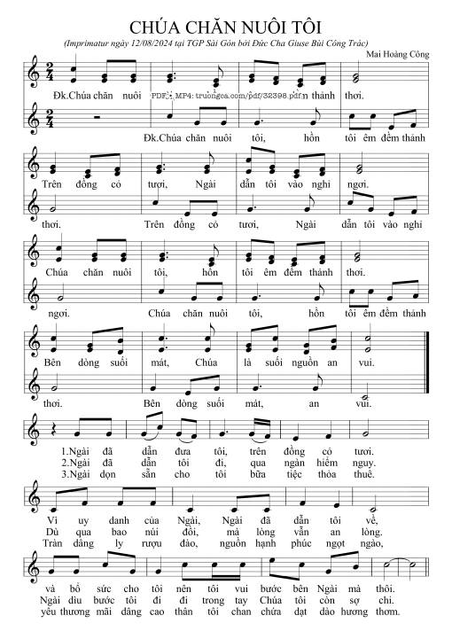 Sheet nhạc PDF bài Chúa Chăn Nuôi Tôi