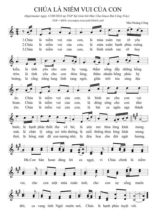 Sheet nhạc PDF bài Chúa Là Niềm Vui Của Con