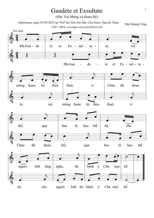 Sheet nhạc PDF bài Hãy Vui Mừng Và Hoan Hỉ