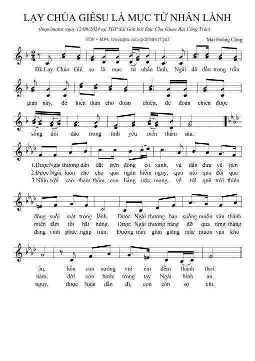 Lạy Chúa Giêsu Mục Tử Nhân Lành