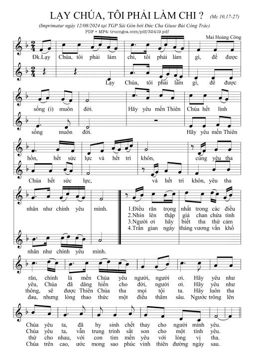 Sheet nhạc PDF bài Lạy Chúa Tôi Phải Làm Chi