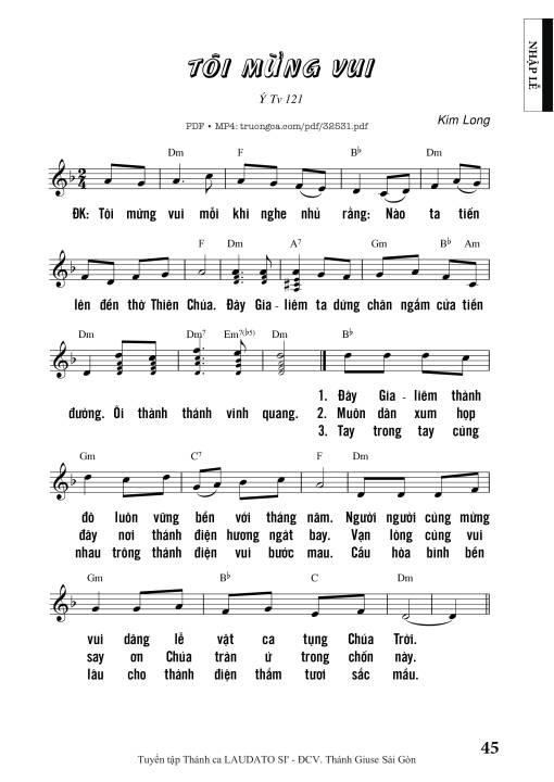 Sheet nhạc PDF bài Tôi Mừng Vui