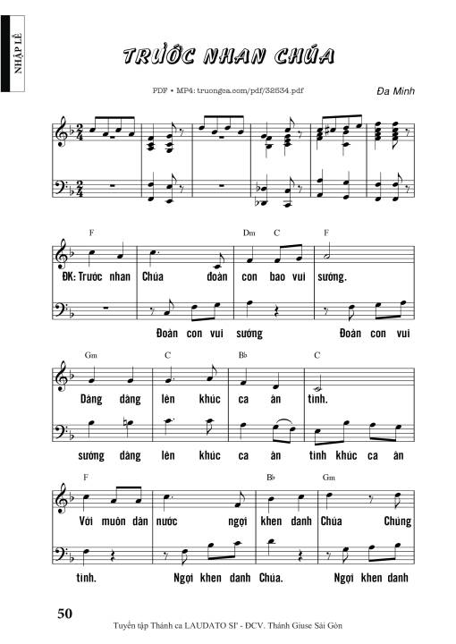 Sheet nhạc PDF bài Trước Nhan Chúa