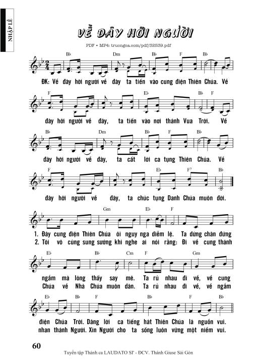 Sheet nhạc PDF bài Về Đây Hỡi Người