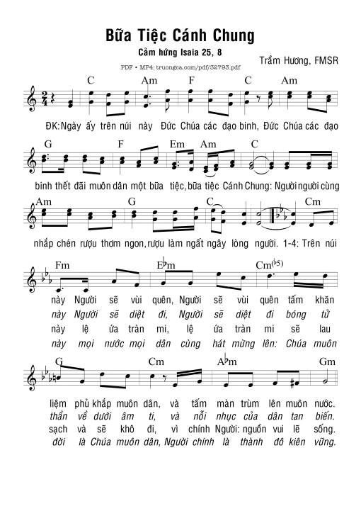 Sheet nhạc PDF bài Bữa Tiệc Cánh Chung
