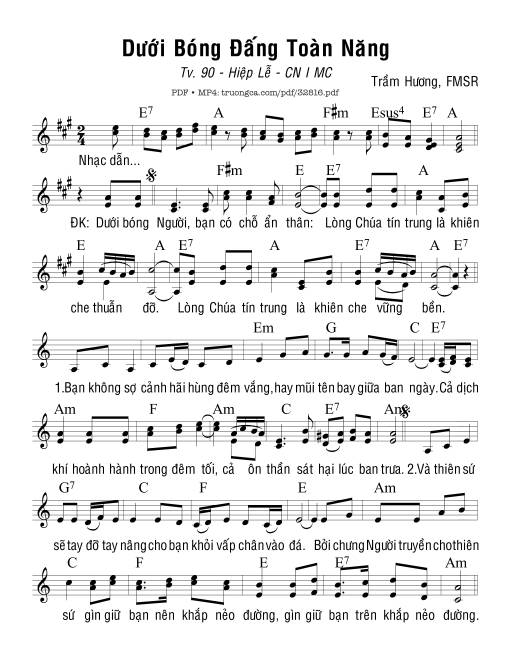 Sheet nhạc PDF bài Dưới Bóng Đấng Toàn Năng
