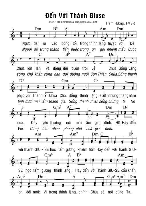 Sheet nhạc PDF bài Đến Với Thánh Giuse