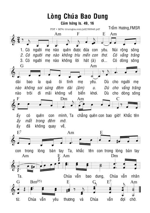 Sheet nhạc PDF bài Lòng Chúa Bao Dung