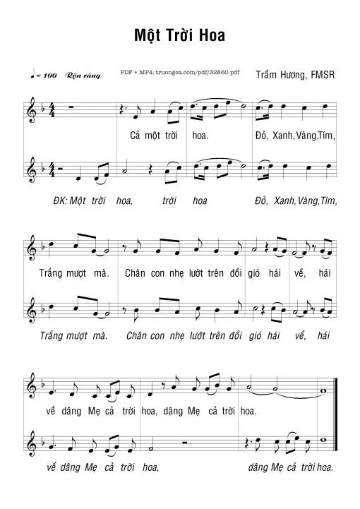Sheet nhạc PDF bài Một Trời Hoa