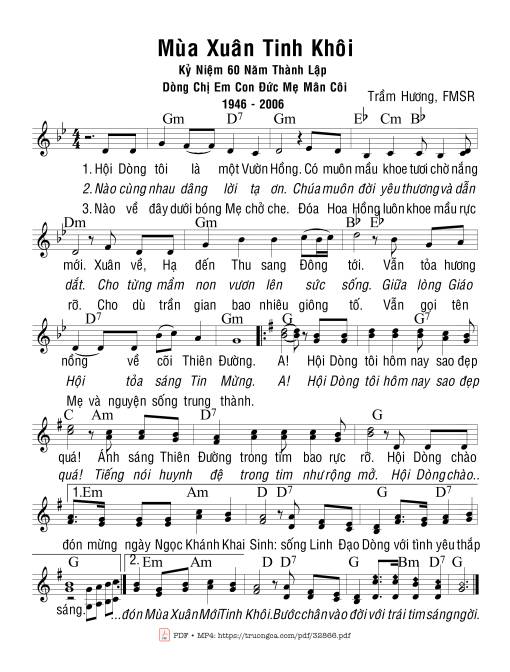 Sheet nhạc PDF bài Mùa Xuân Tinh Khôi