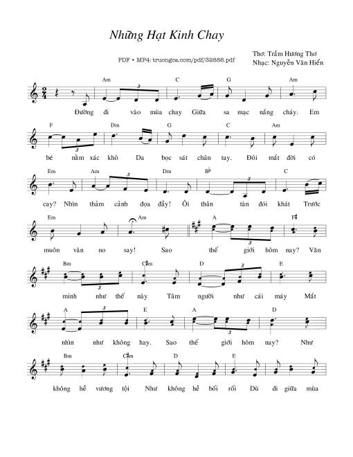 Sheet nhạc PDF bài Những Hạt Kinh Chay
