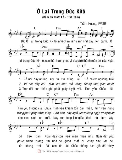 Sheet nhạc PDF bài Ở Lại Trong Đức Kitô