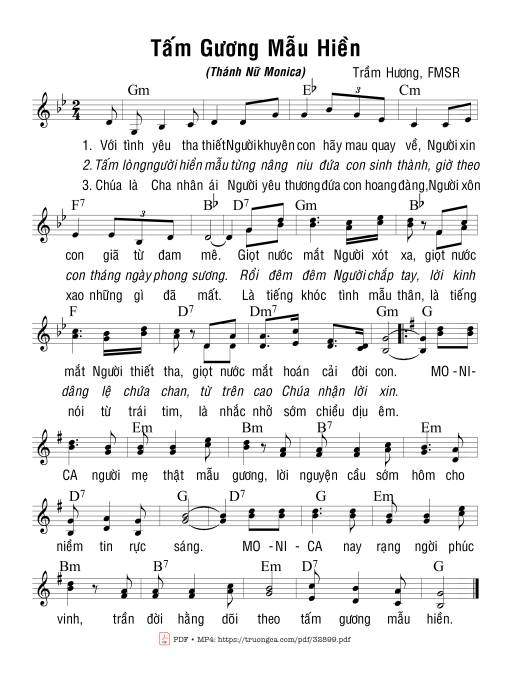 Sheet nhạc PDF bài Tấm Gương Mẫu Hiền