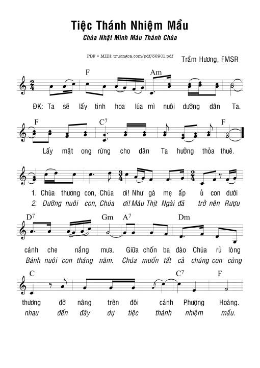 Sheet nhạc PDF bài Tiệc Thánh Nhiệm Mầu