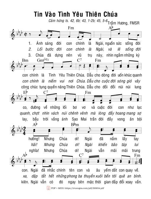 Sheet nhạc PDF bài Tin Vào Tình Yêu Thiên Chúa