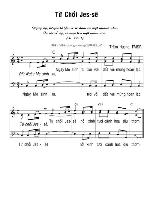 Sheet nhạc PDF bài Từ Chồi Jes-Sê