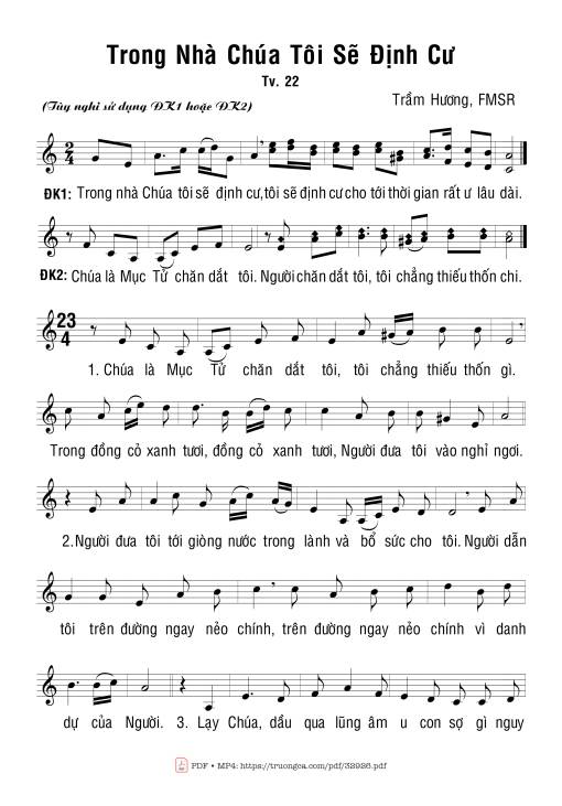Sheet nhạc PDF bài Trong Nhà Chúa Tôi Sẽ Định Cư