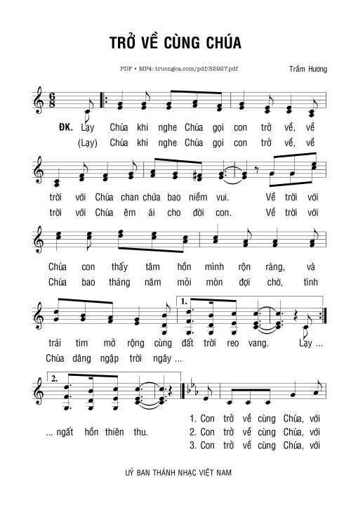 Sheet nhạc PDF bài Trở Về Cùng Chúa
