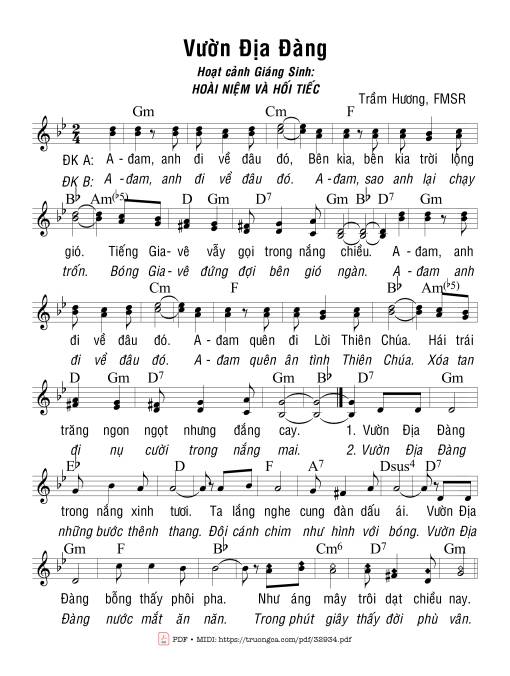 Sheet nhạc PDF bài Vườn Địa Đàng