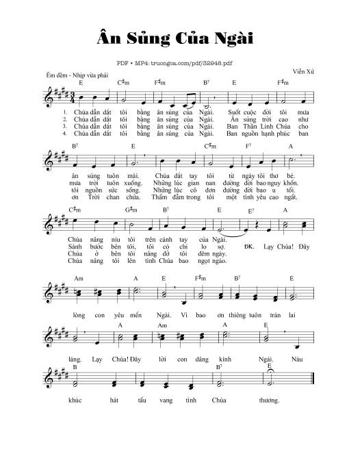Sheet nhạc PDF bài Ân Sủng Của Ngài