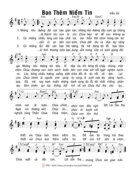 Sheet nhạc PDF bài Ban Thêm Niềm Tin
